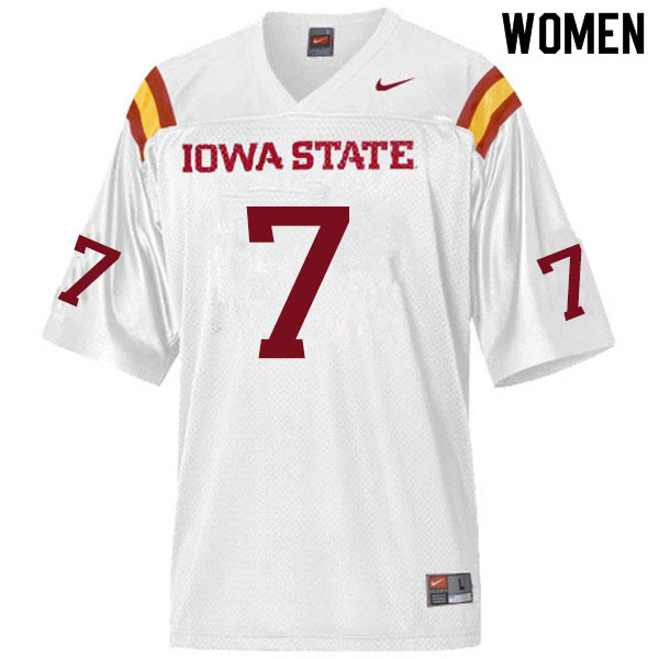 Iowa State Cyclones Women's #7 Justin Bickham Nike NCAA Authentic White College Stitched Football Jersey ZX42J28LP
